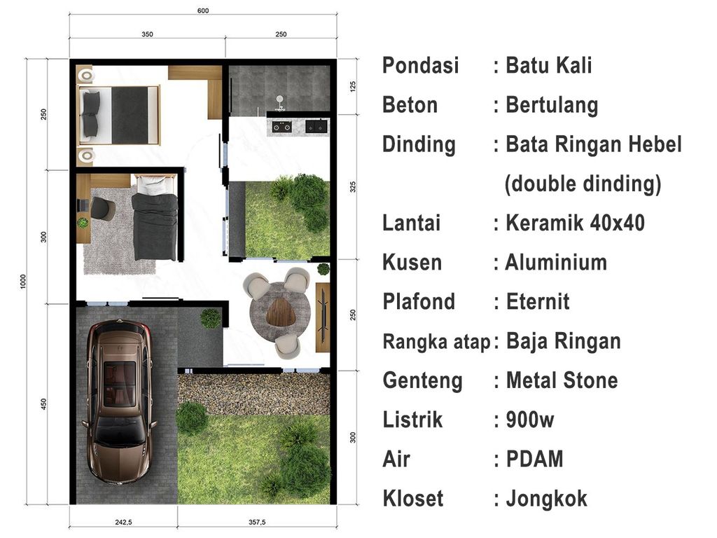 foto denah rumah tipe 30 perumahan NEW AMERTA PARK