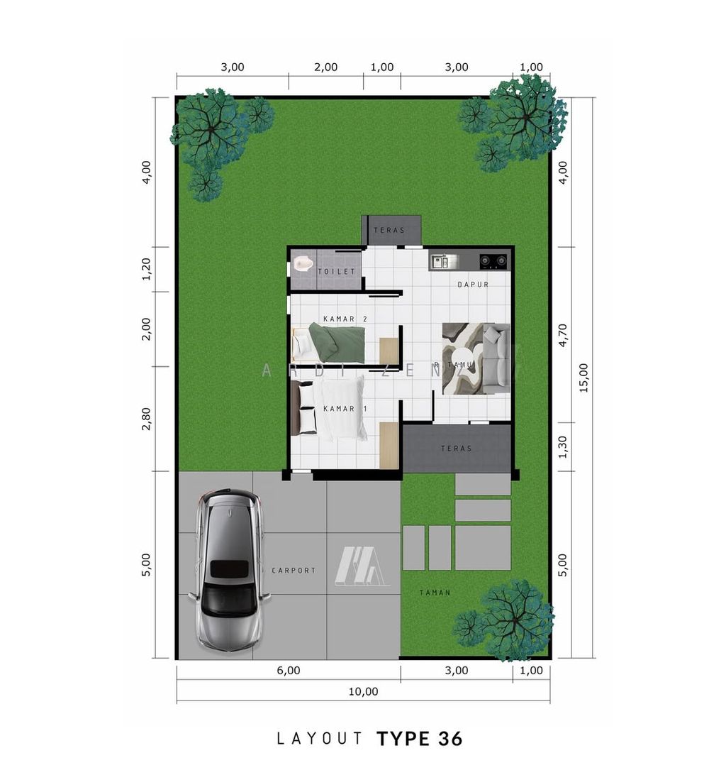 foto denah rumah tipe 36 perumahan PERUMAHAN MUTIARA TALANG KELAPA