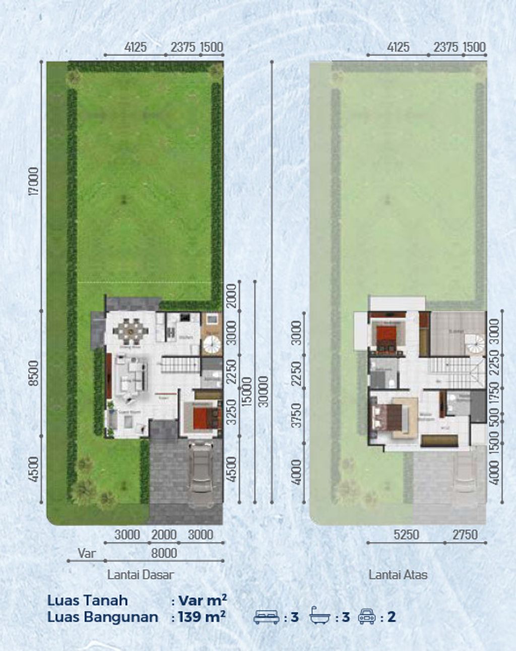 foto denah rumah tipe TRIMEZIA 9/26 perumahan Cluster L'agricola