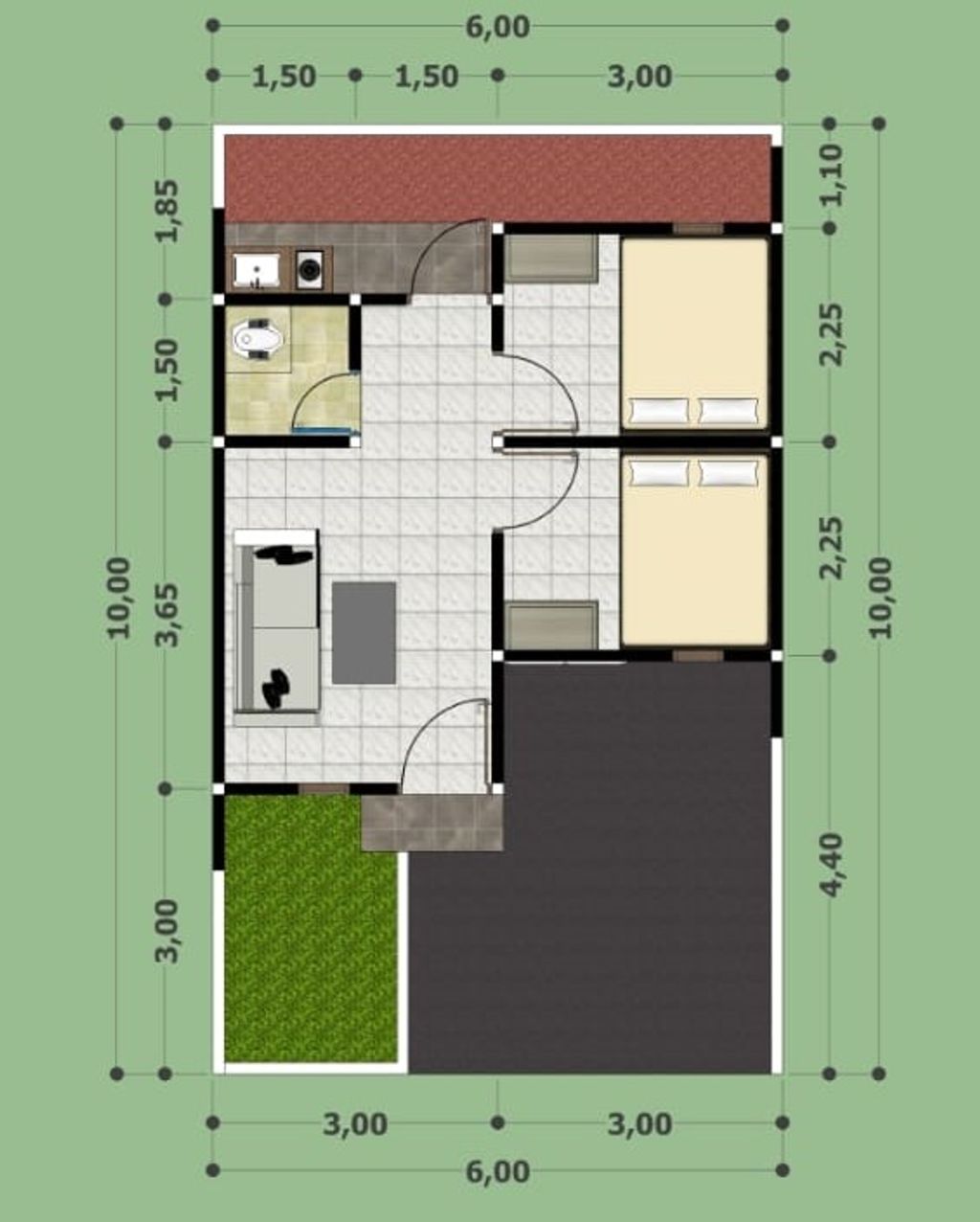 foto denah rumah tipe 30/60 perumahan PURI GAJAH SAKINAH