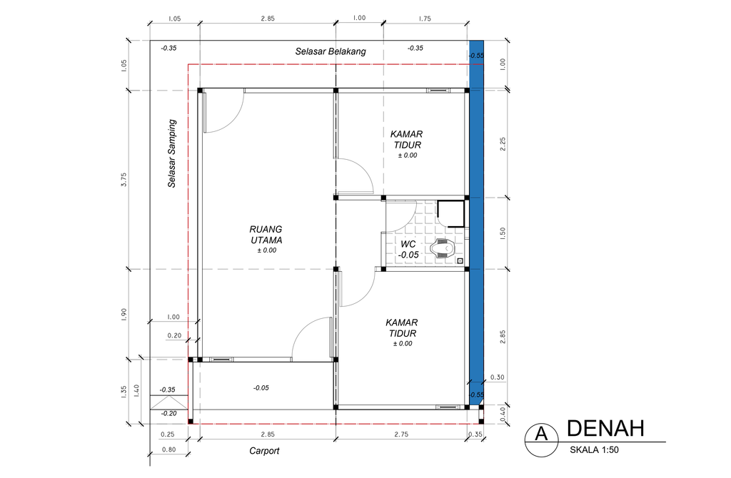 foto denah rumah tipe 36 perumahan HOKILAND HARMONIE RESIDENCE