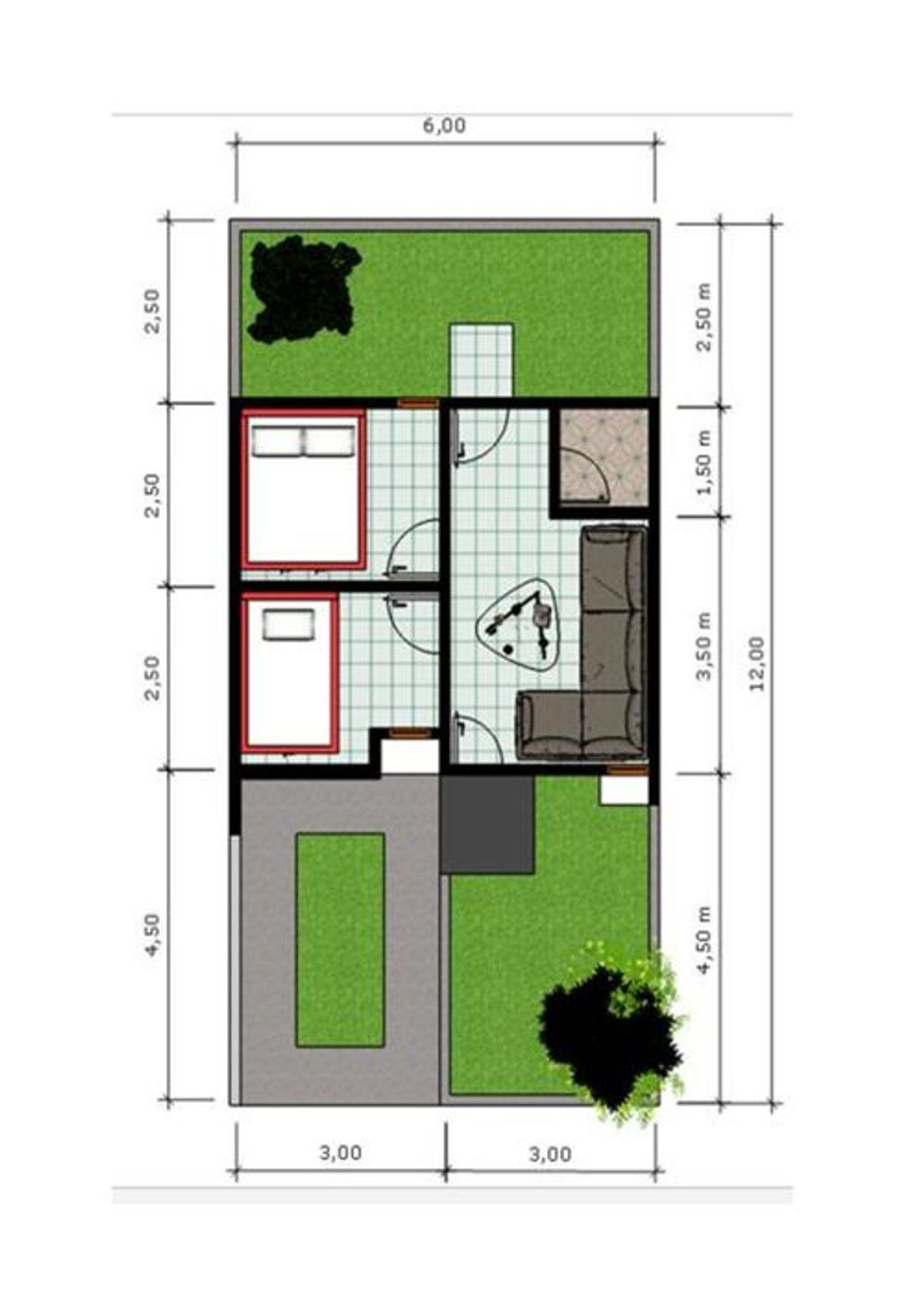 foto denah rumah tipe 30/72 perumahan Bumi pagaden permai 3