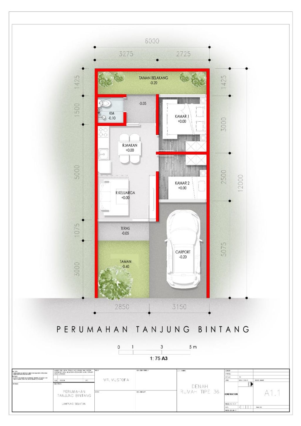 foto denah rumah tipe 36/72 perumahan Perumahan Green Nusantara Residence 4