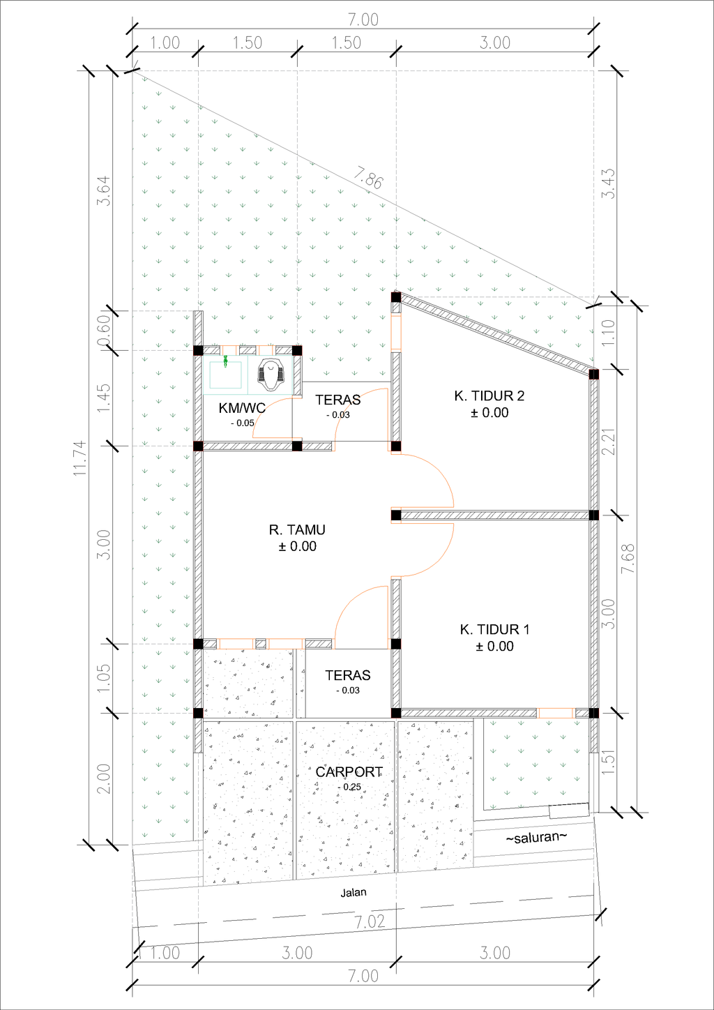 foto denah rumah tipe C10A-4 (Al-2025) perumahan Puri Anggrek Serang 3 Kalodran