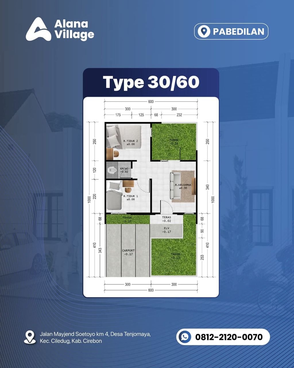 foto denah rumah tipe ALANA VILLAGE PABEDILAN perumahan ALANA VILLAGE PABEDILAN