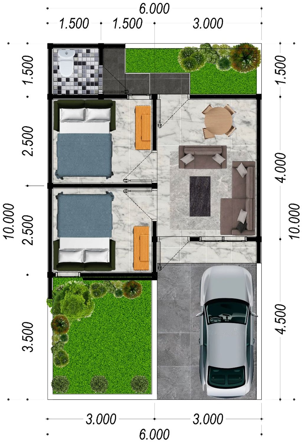 foto denah rumah tipe 30 perumahan BUMI NARRATIVE CITY