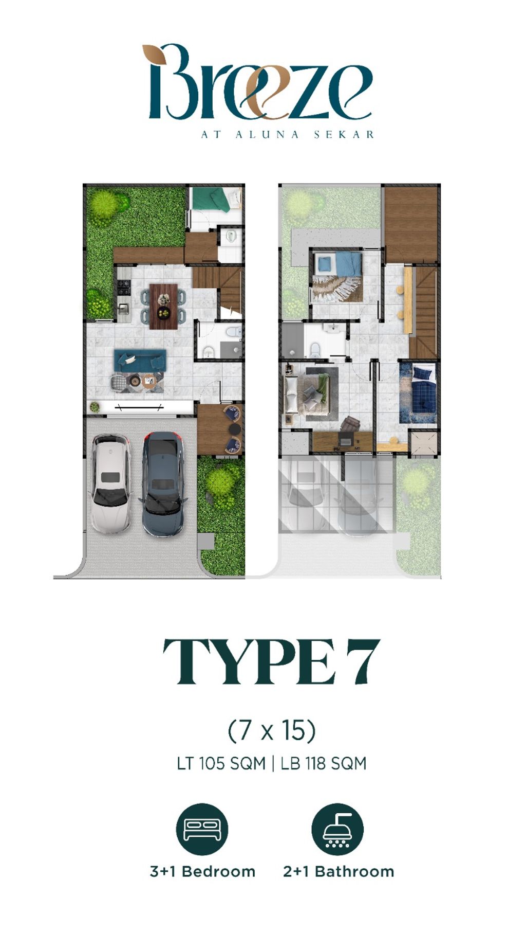 foto denah rumah tipe BREEZE perumahan TELAGA KAHURIPAN