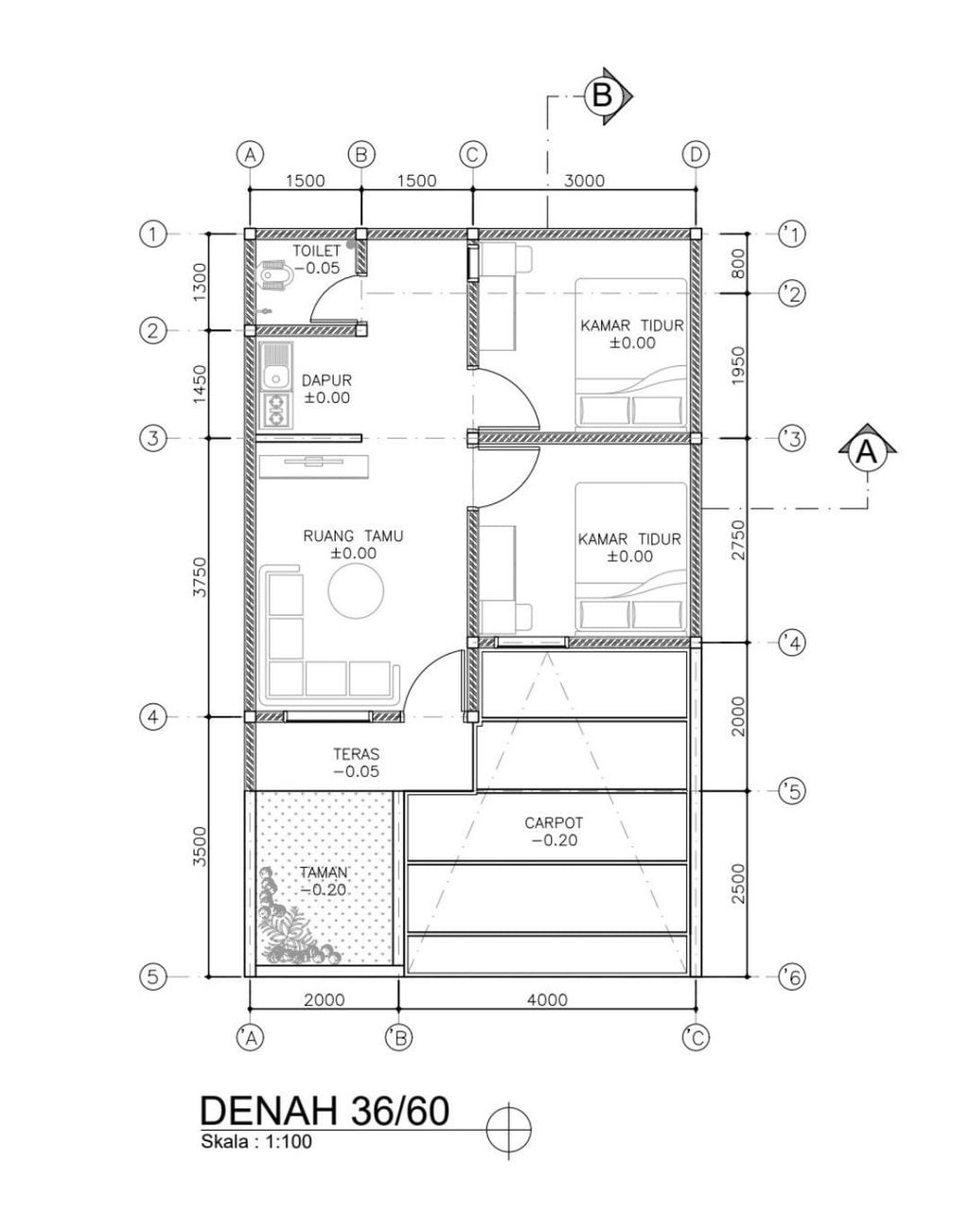 foto denah rumah tipe 36/60 perumahan BANYUMUKTI RESIDENCE TAHAP 3
