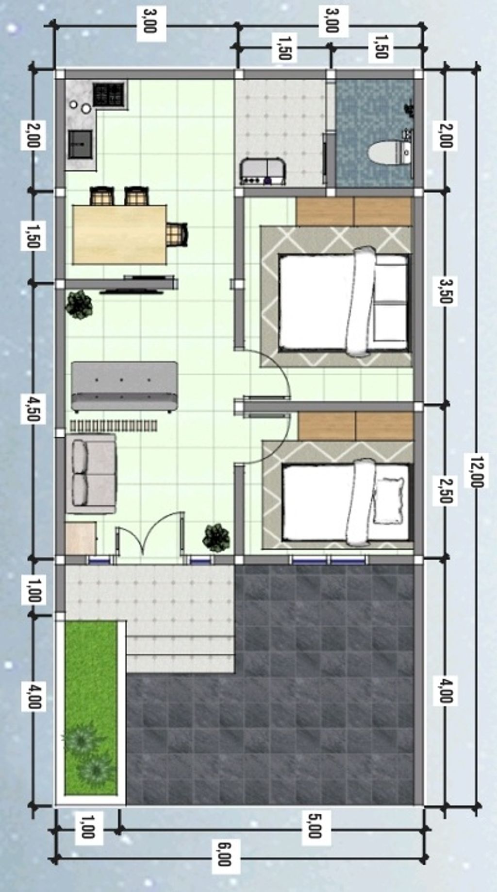 foto denah rumah tipe ANGGREK 22/75 perumahan PAMULANG PARK RESIDENCE TAHAP 2