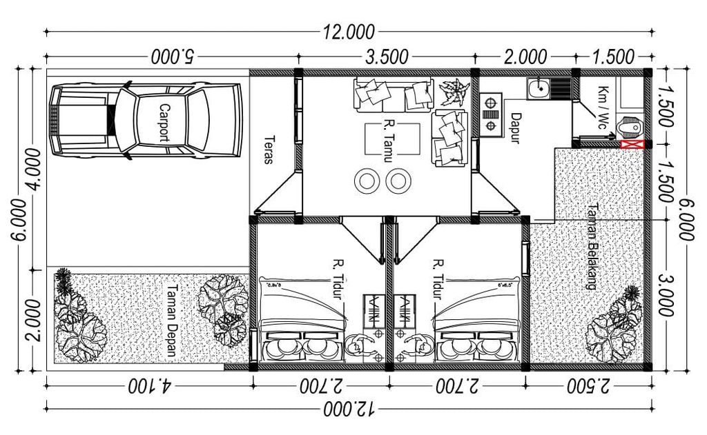 foto denah rumah tipe 36 perumahan BUMI NARRATIVE CITY