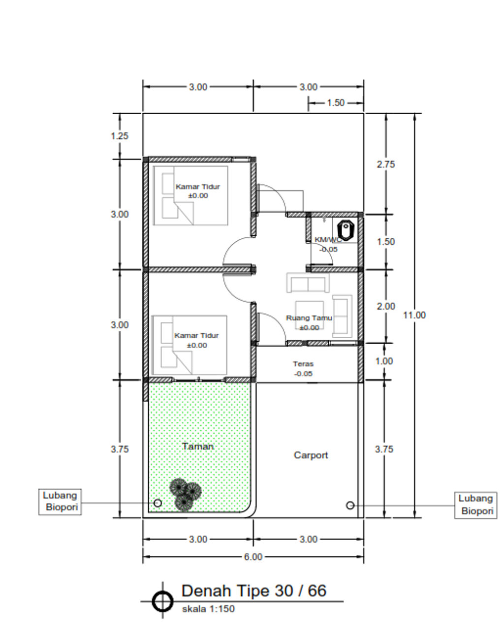 foto denah rumah tipe 30 perumahan SAMARA PENUSUPAN
