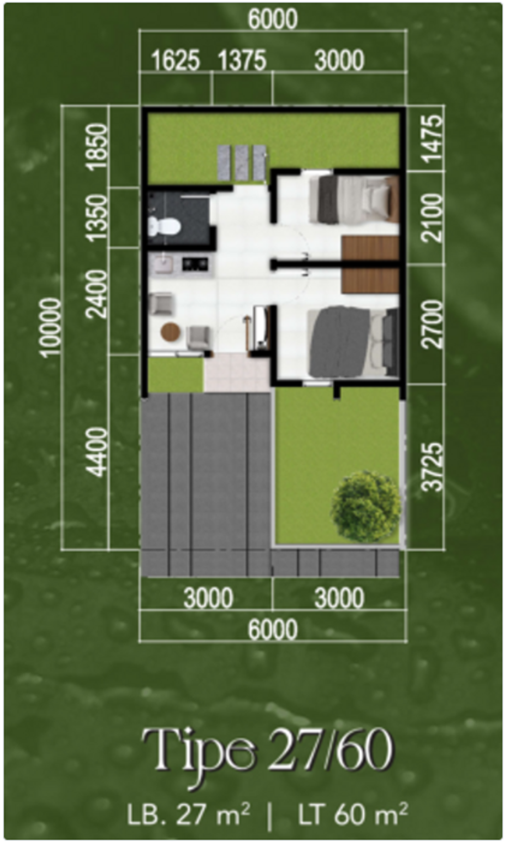 foto denah rumah tipe BIRKA 27/74 (445.043.839) perumahan HARMONI PARK BEKASI