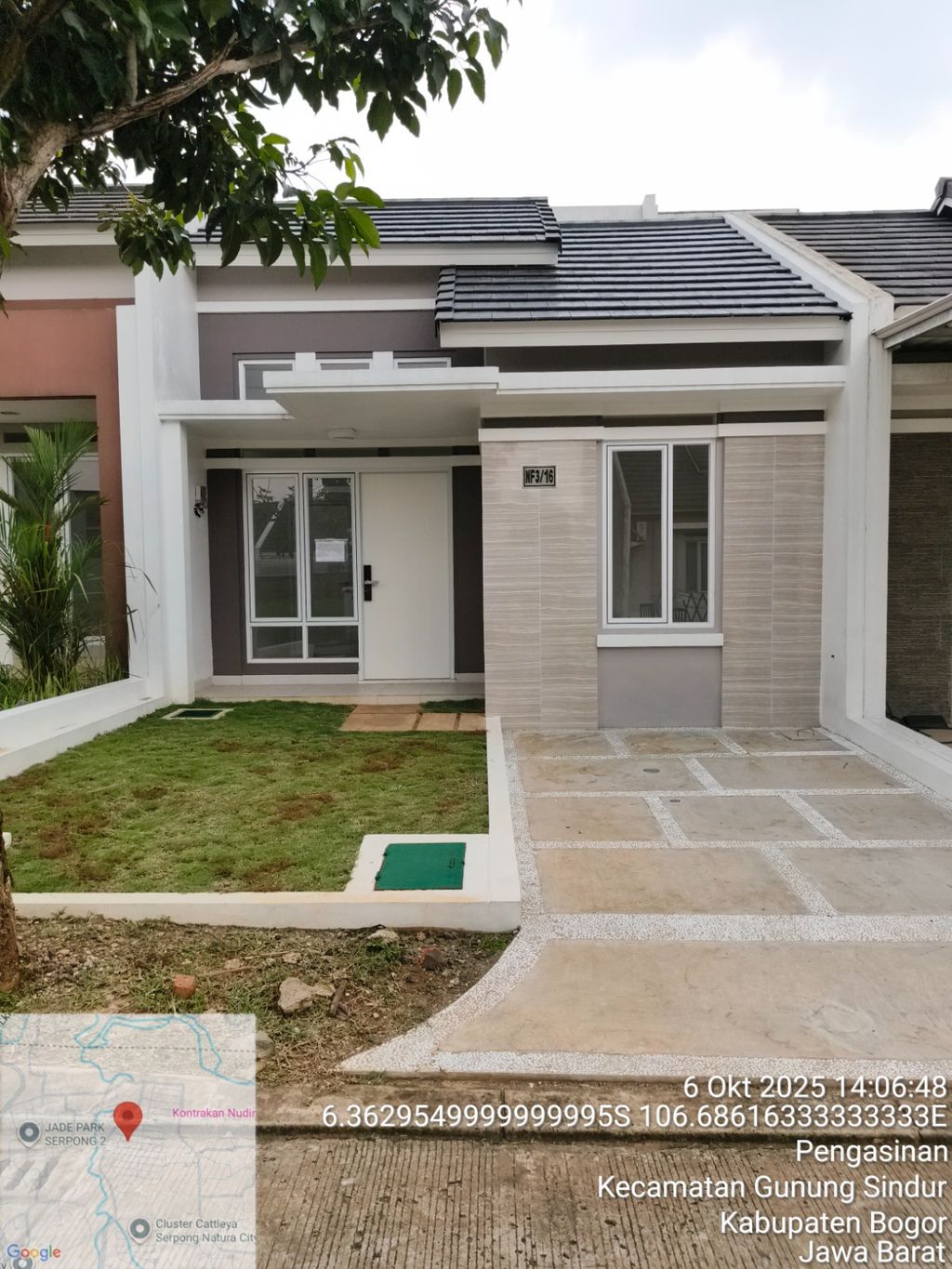 foto tampak rumah tipe NF3-0016 perumahan SERPONG NATURA CITY