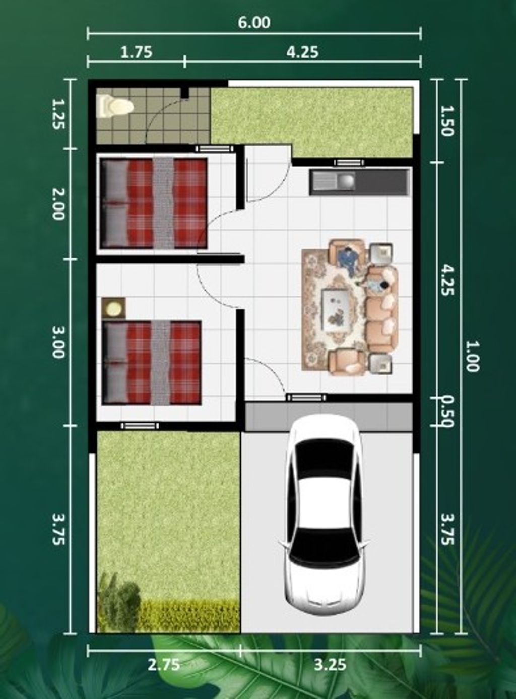foto denah rumah tipe 30/60 perumahan PURI SAHABAT