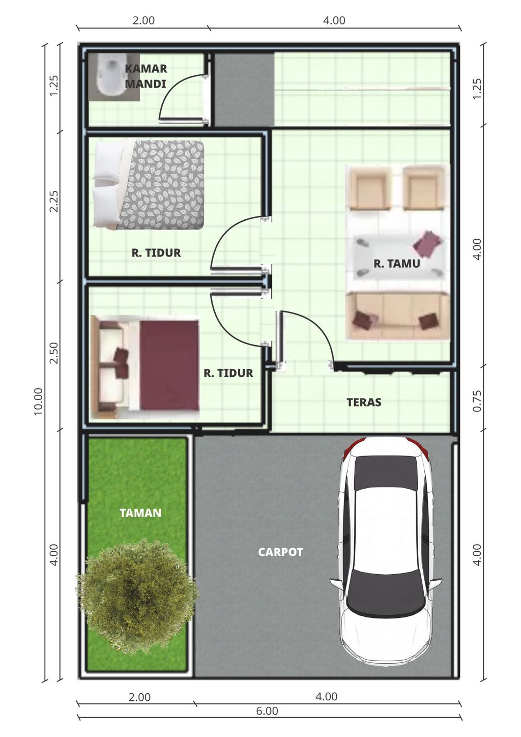 foto denah rumah tipe 34/60 perumahan GRIYA HASANAH CIANTRA II