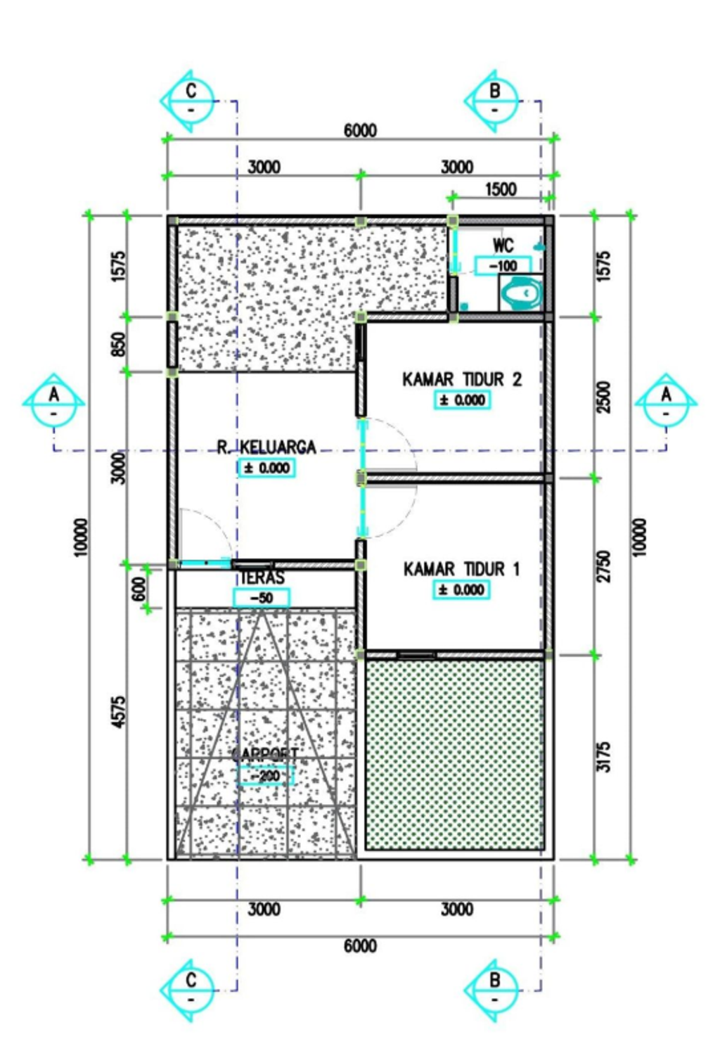 foto denah rumah tipe 30/60 perumahan Marisland Pakelan