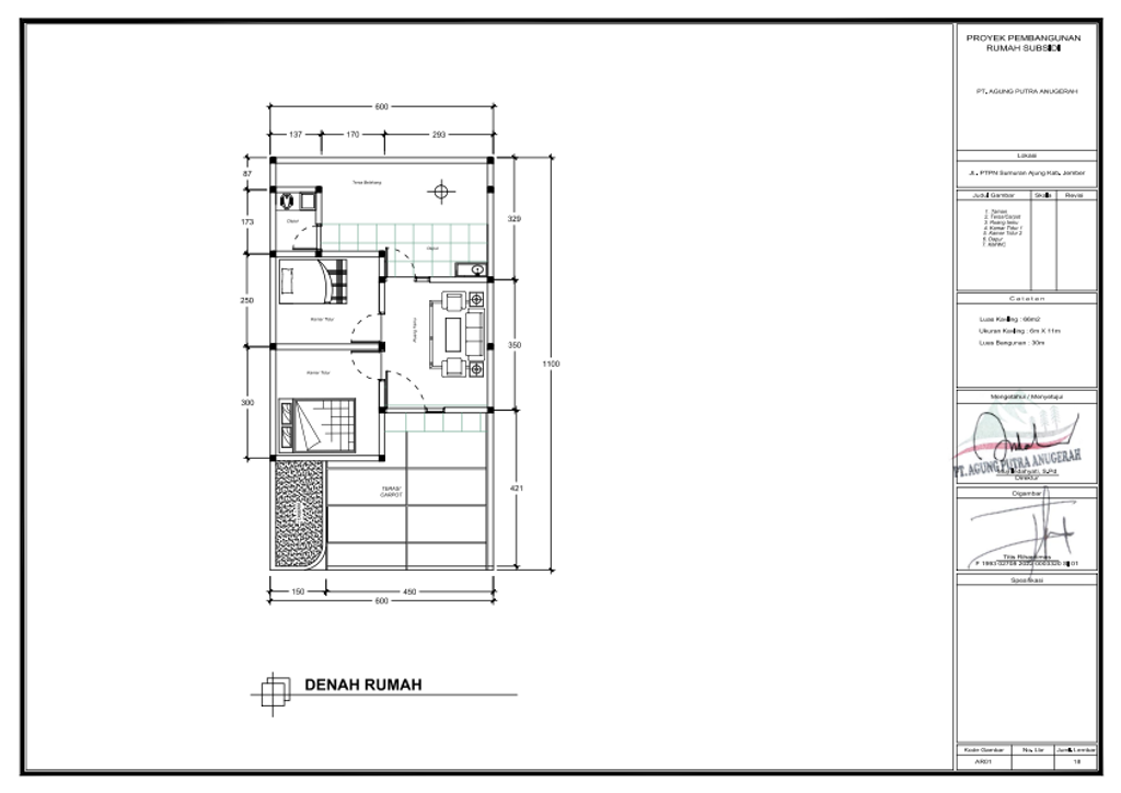 foto denah rumah tipe 30 perumahan Graha Ajung Residence