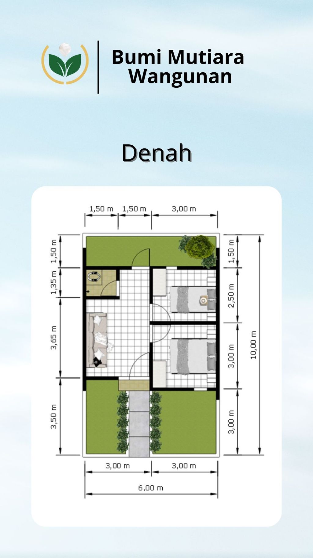 foto denah rumah tipe 32/60 perumahan Bumi Mutiara Wangunan