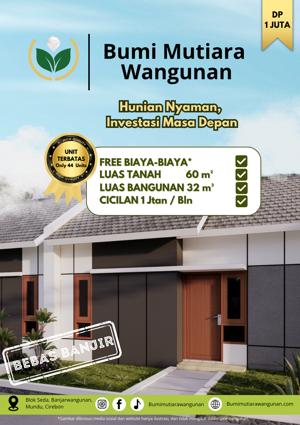foto tampak rumah tipe 32/60 perumahan Bumi Mutiara Wangunan