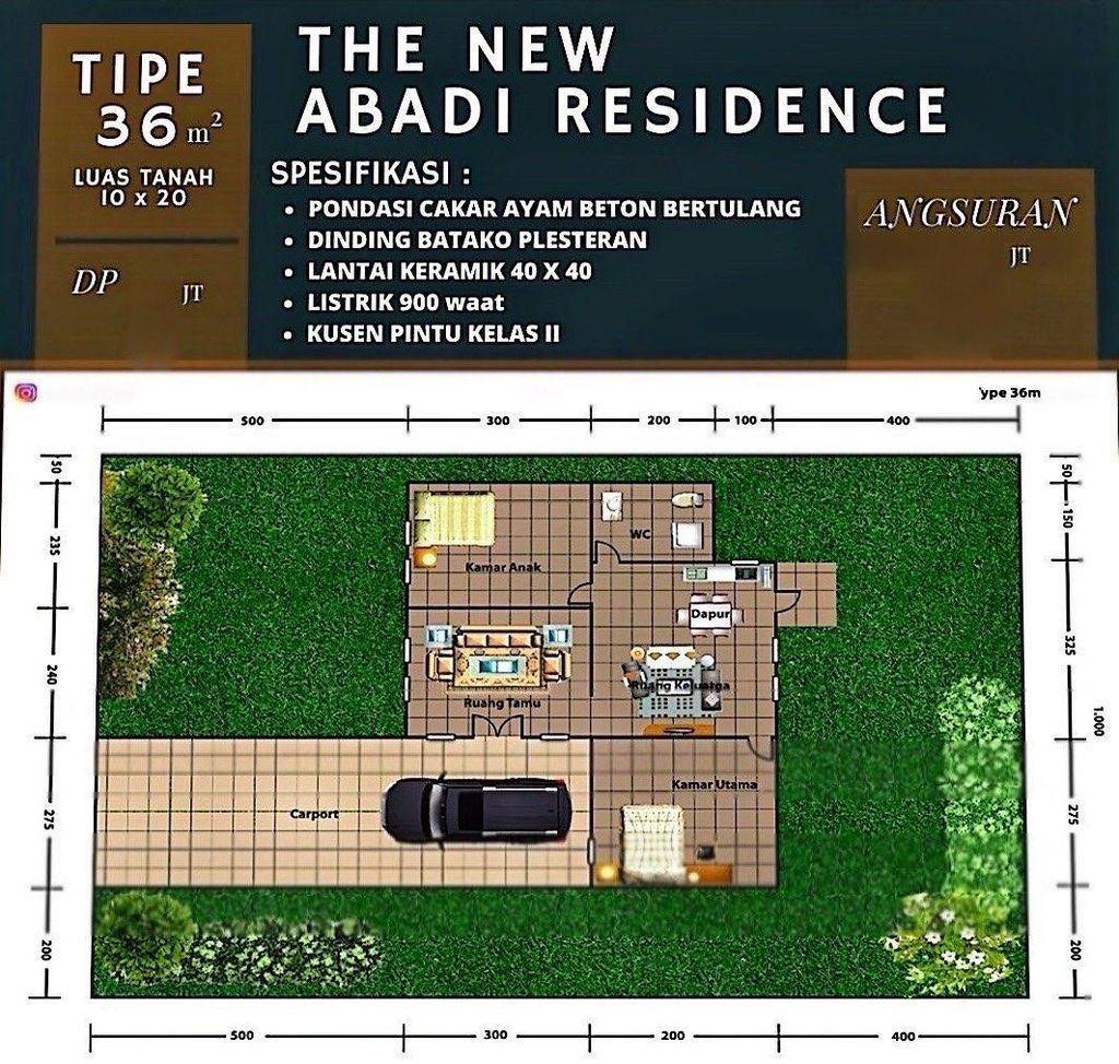 foto denah rumah tipe Rumah Subsidi Abadi Residcence perumahan Abadi Residence