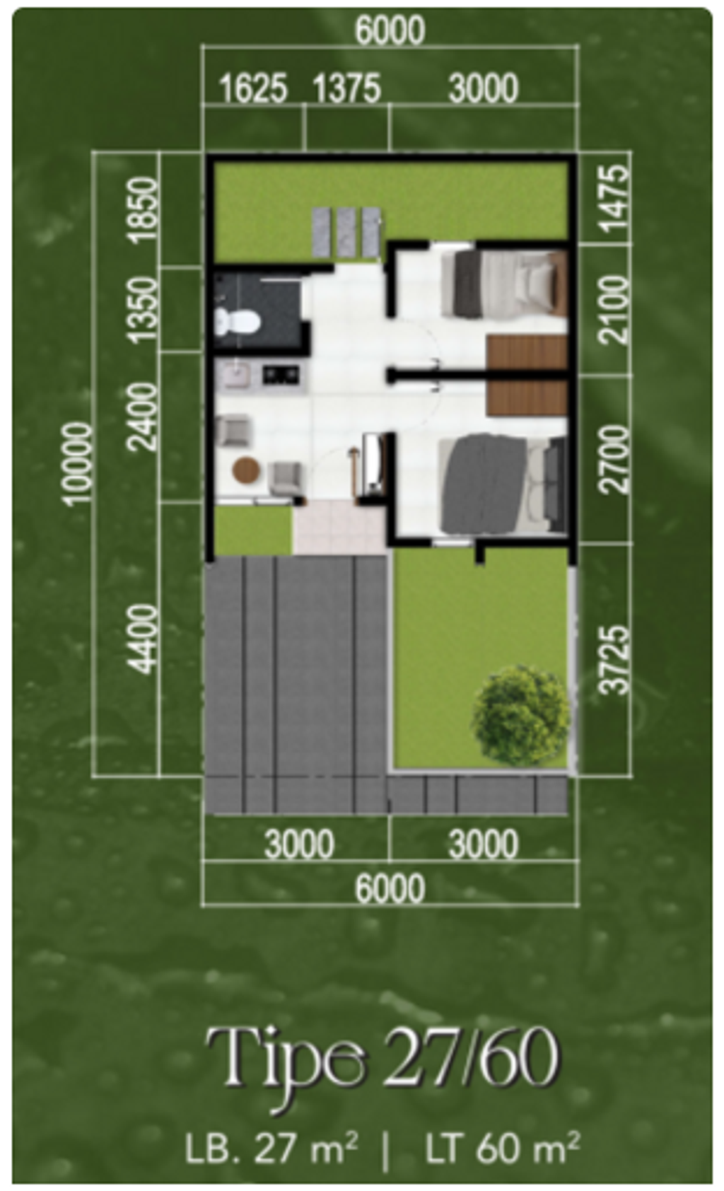 foto denah rumah tipe BIRKA 36/72 (487.307.820) perumahan HARMONI PARK BEKASI