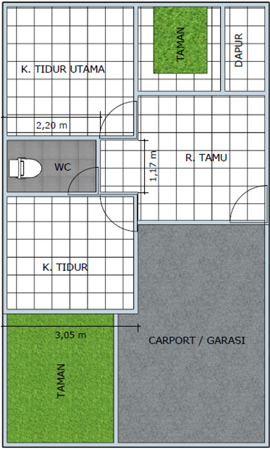 foto denah rumah tipe 36/66 perumahan D'PRANS HOUSE CIBENDA
