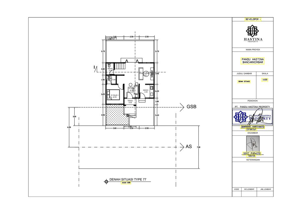 foto denah rumah tipe 77 perumahan Pandu Hastina Bancarkembar