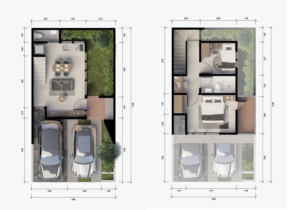 foto denah rumah tipe Cluster Ekaliptus perumahan GREENWOODS COUNTRY BOGOR CLUSTER FLAMBOYAN TIPE MELATI