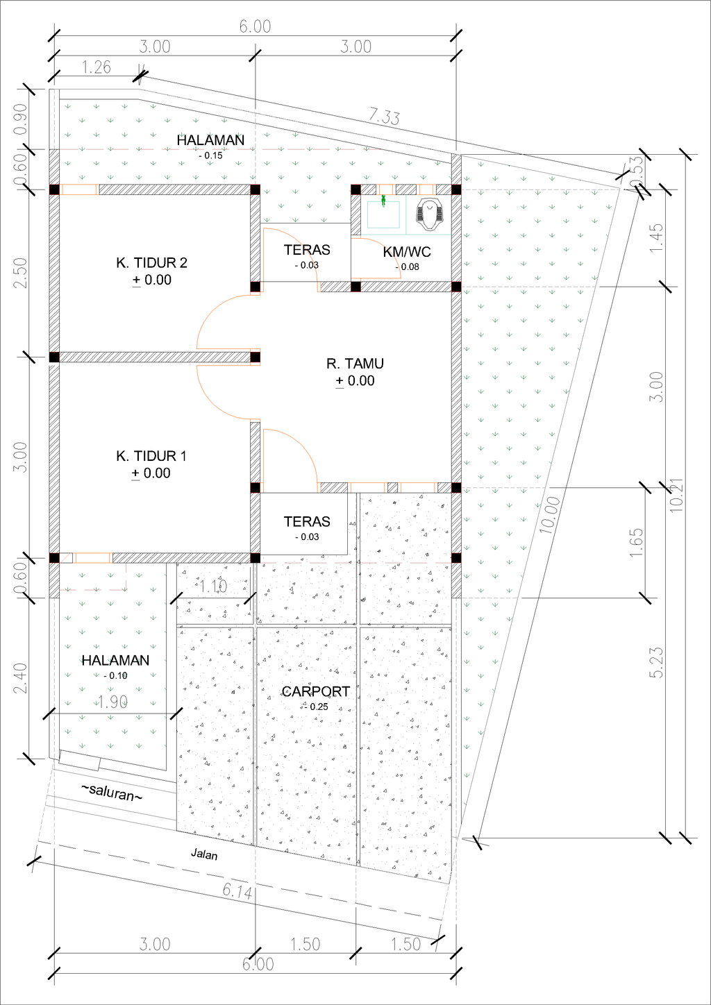 foto denah rumah tipe F37-7 (2025) perumahan Puri Anggrek Serang 3 Kalodran
