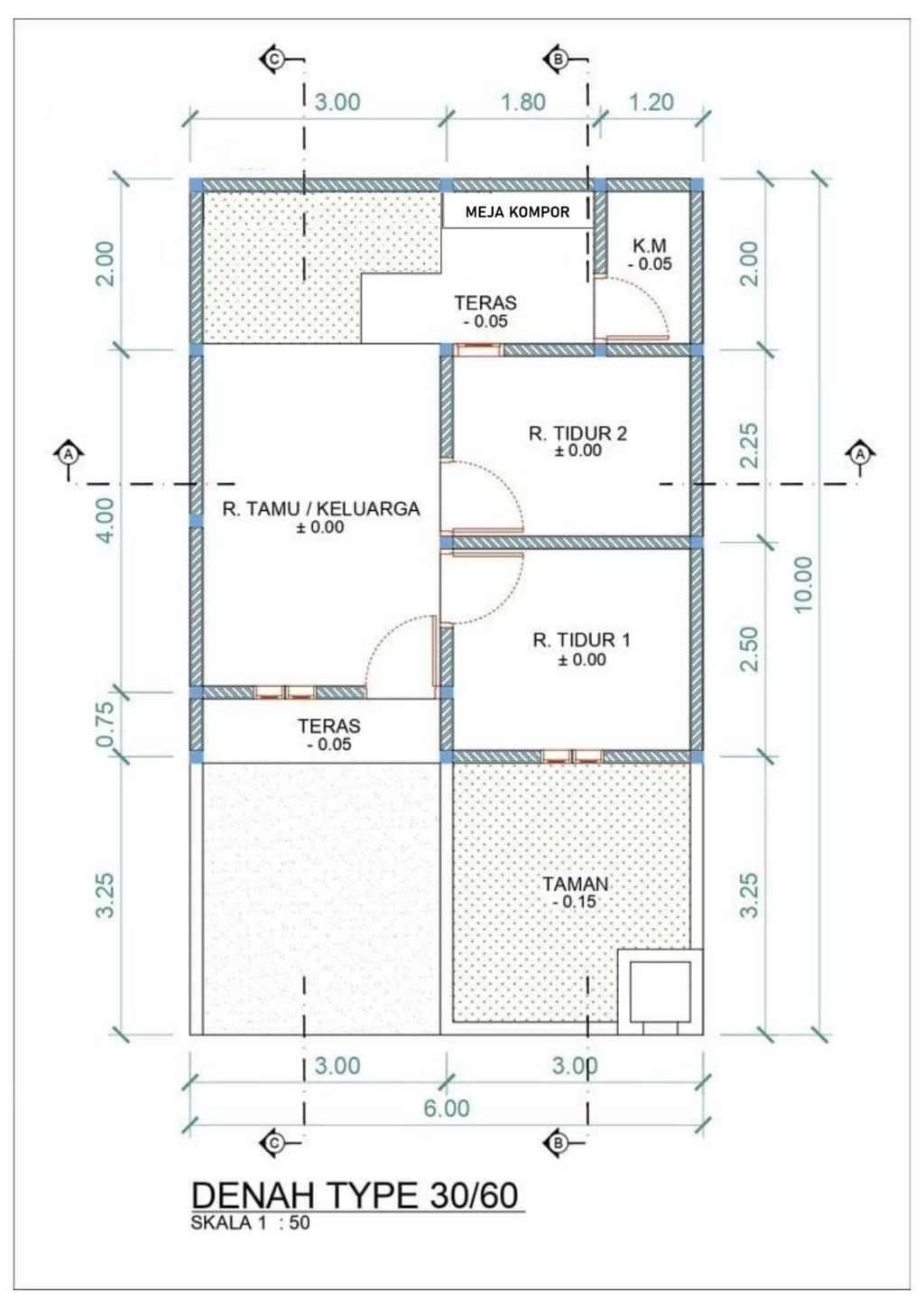 foto denah rumah tipe 30/60 OPEN SPACE perumahan Perumahan Grand Jaya Mulya