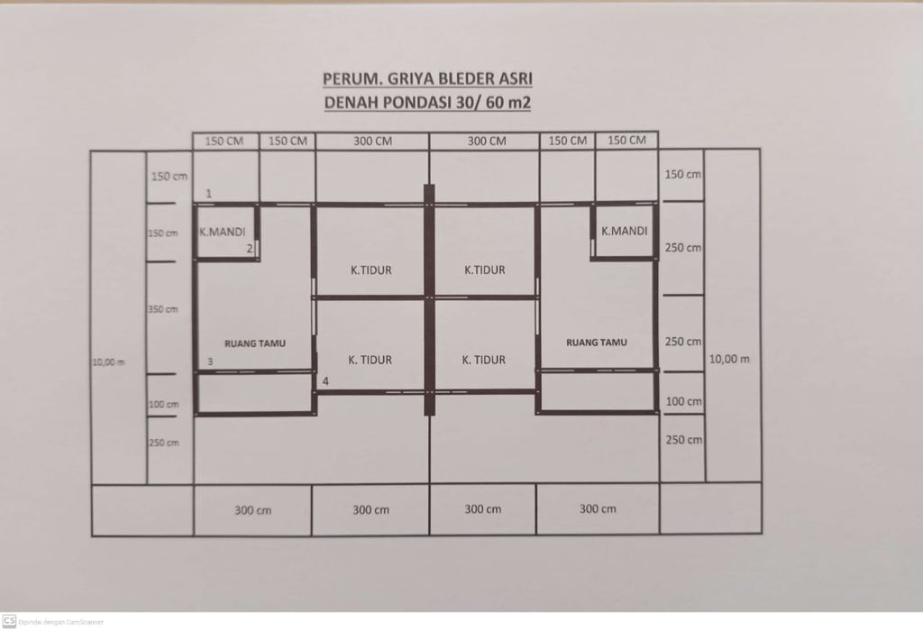foto denah rumah tipe 30/60 perumahan Perumahan Griya Bleder Asri