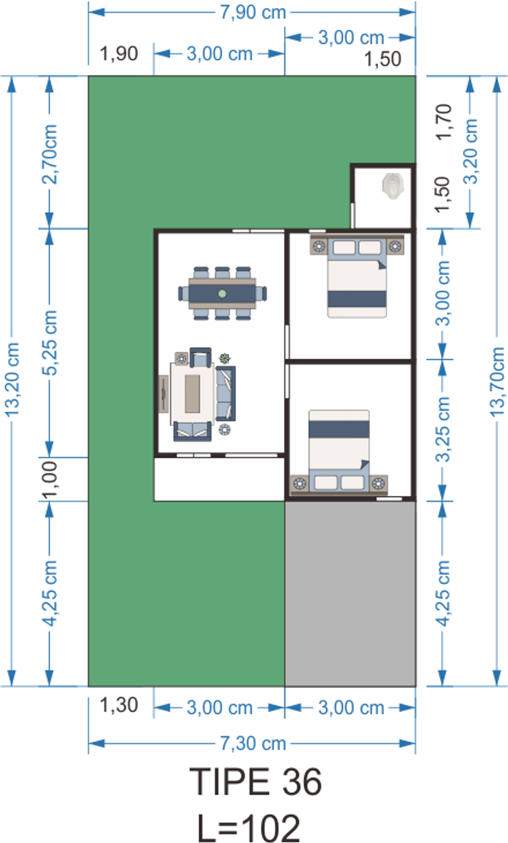 foto denah rumah tipe 36 perumahan AR-RAIHAN RESIDENCE 2