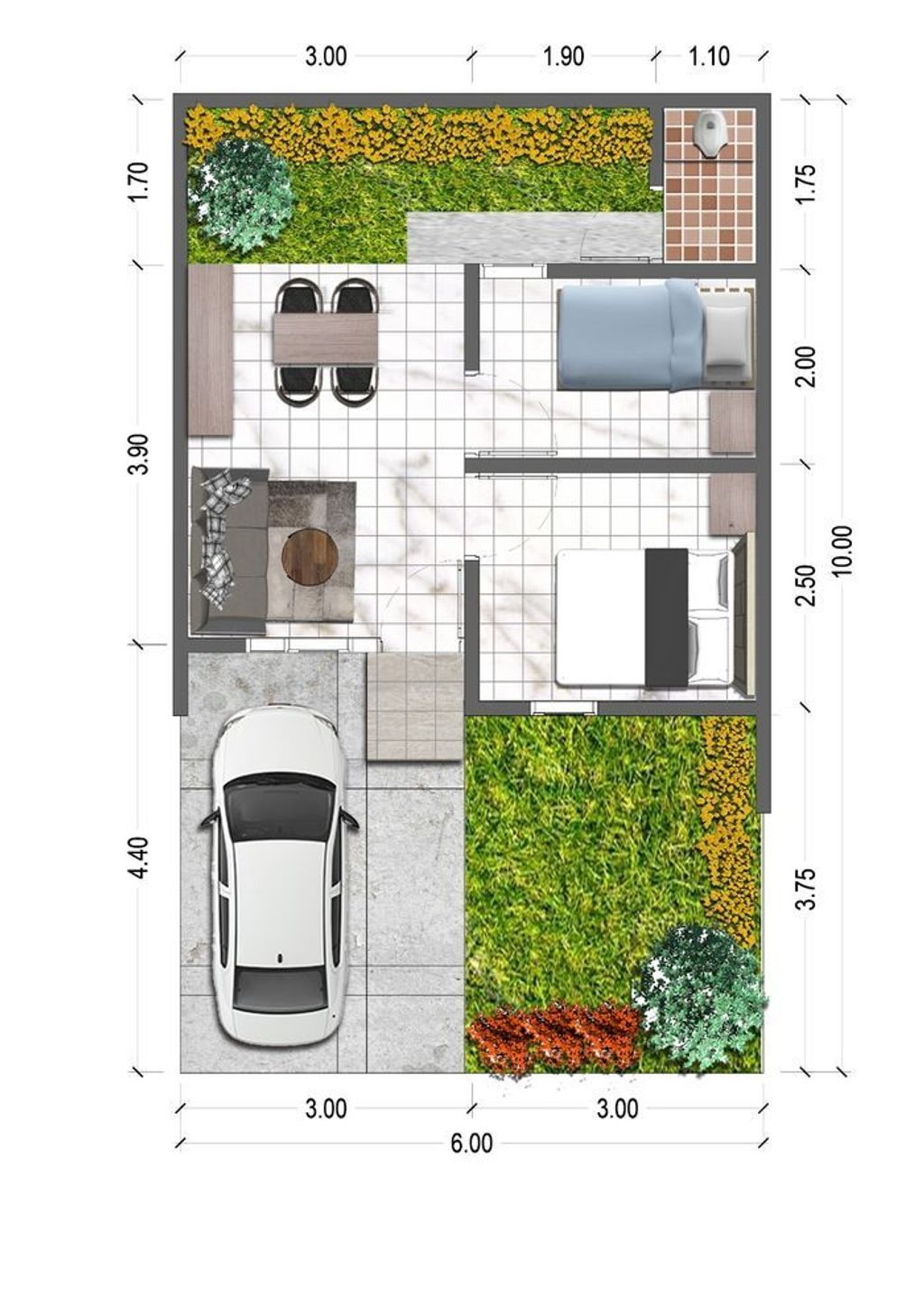 foto denah rumah tipe Cluster Lunaria perumahan GRAN HARMONI CIBITUNG