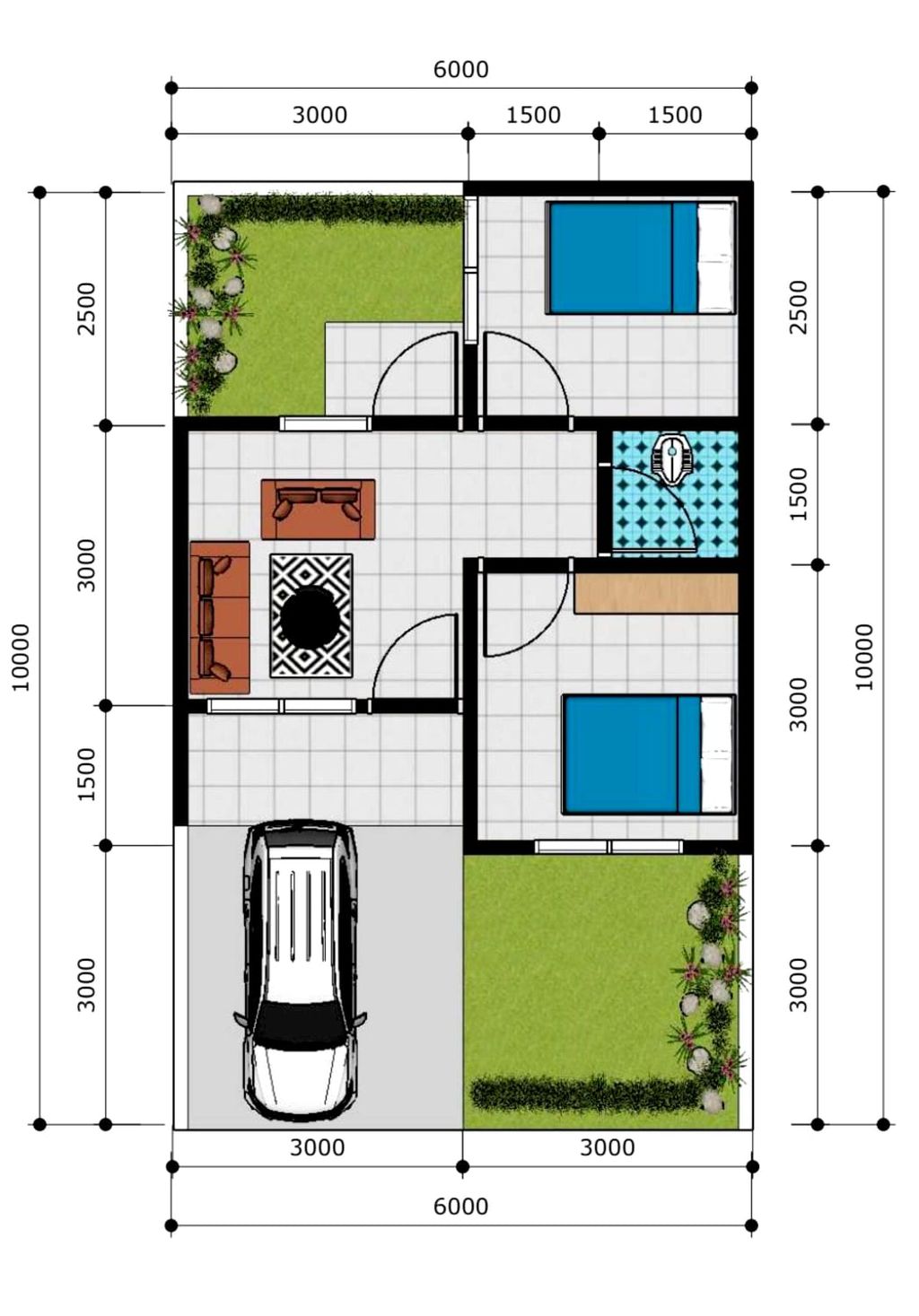 foto denah rumah tipe 30/60 perumahan BONISARI SARANA INDAH