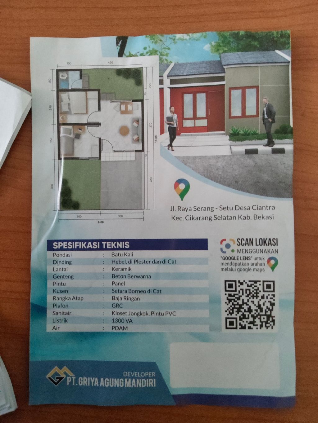 foto denah rumah tipe 30/60 perumahan PERUMAHAN TAMAN CIKARANG INDAH 5 (PENGEMBANGAN TAHAP KE 6)