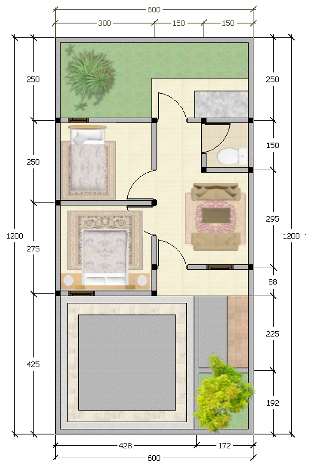 foto denah rumah tipe Felicia 30/106 perumahan The Pine indonesia