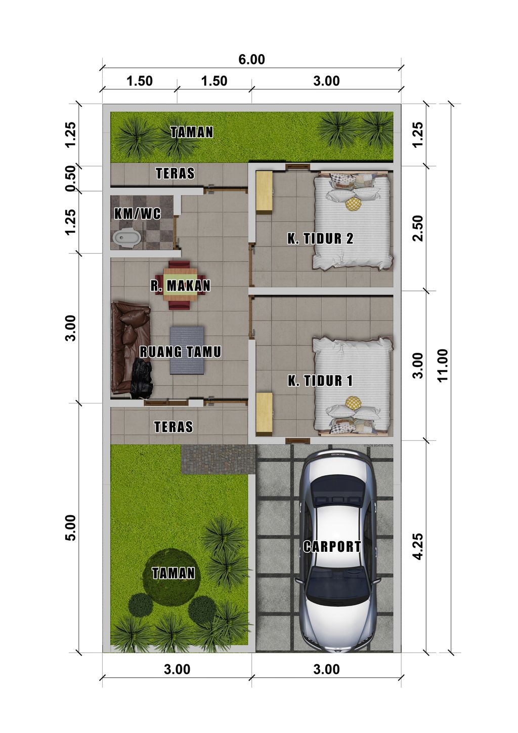 foto denah rumah tipe 30/66 perumahan PERUM TADA ASRI TAHAP 2