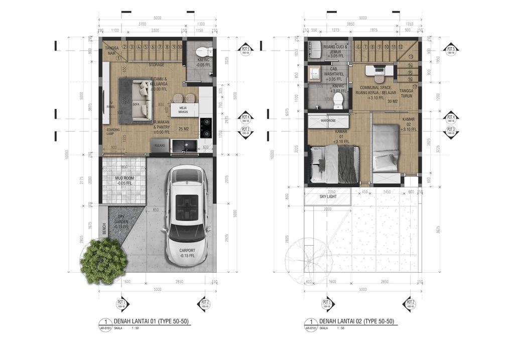 foto denah rumah tipe ALSTONIA 50/50 AX perumahan BERNADY LAND SLAWU