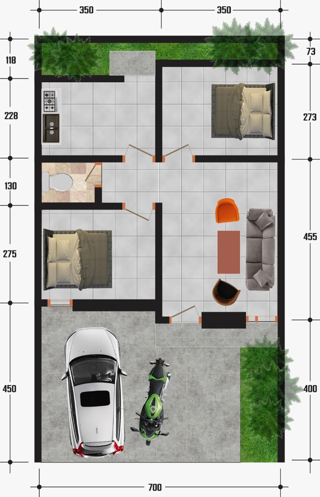 foto denah rumah tipe 50 perumahan Grand Andana Residence
