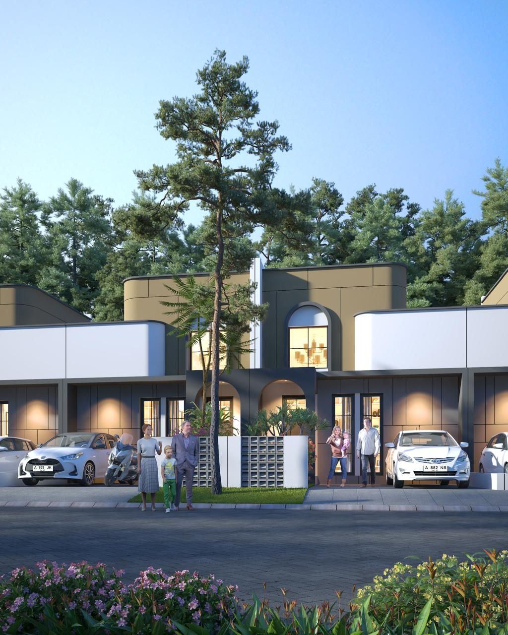 foto tampak rumah tipe Quba perumahan GRAND ARFA WULANDIRA