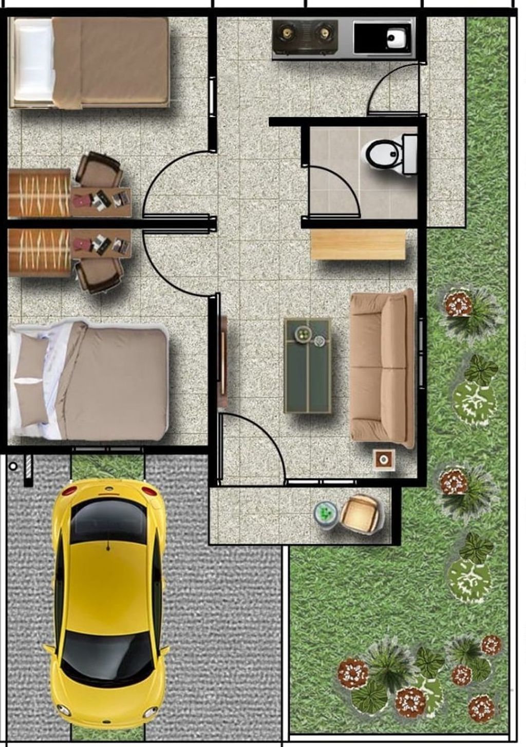 foto denah rumah tipe 36/60 perumahan GRAND SURYA VILLAGE