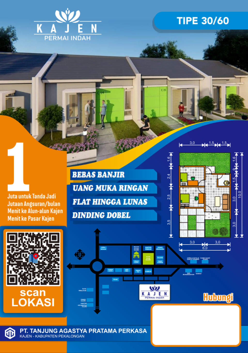 foto tampak rumah tipe 30/60 per 2023 perumahan Kajen Permai Indah