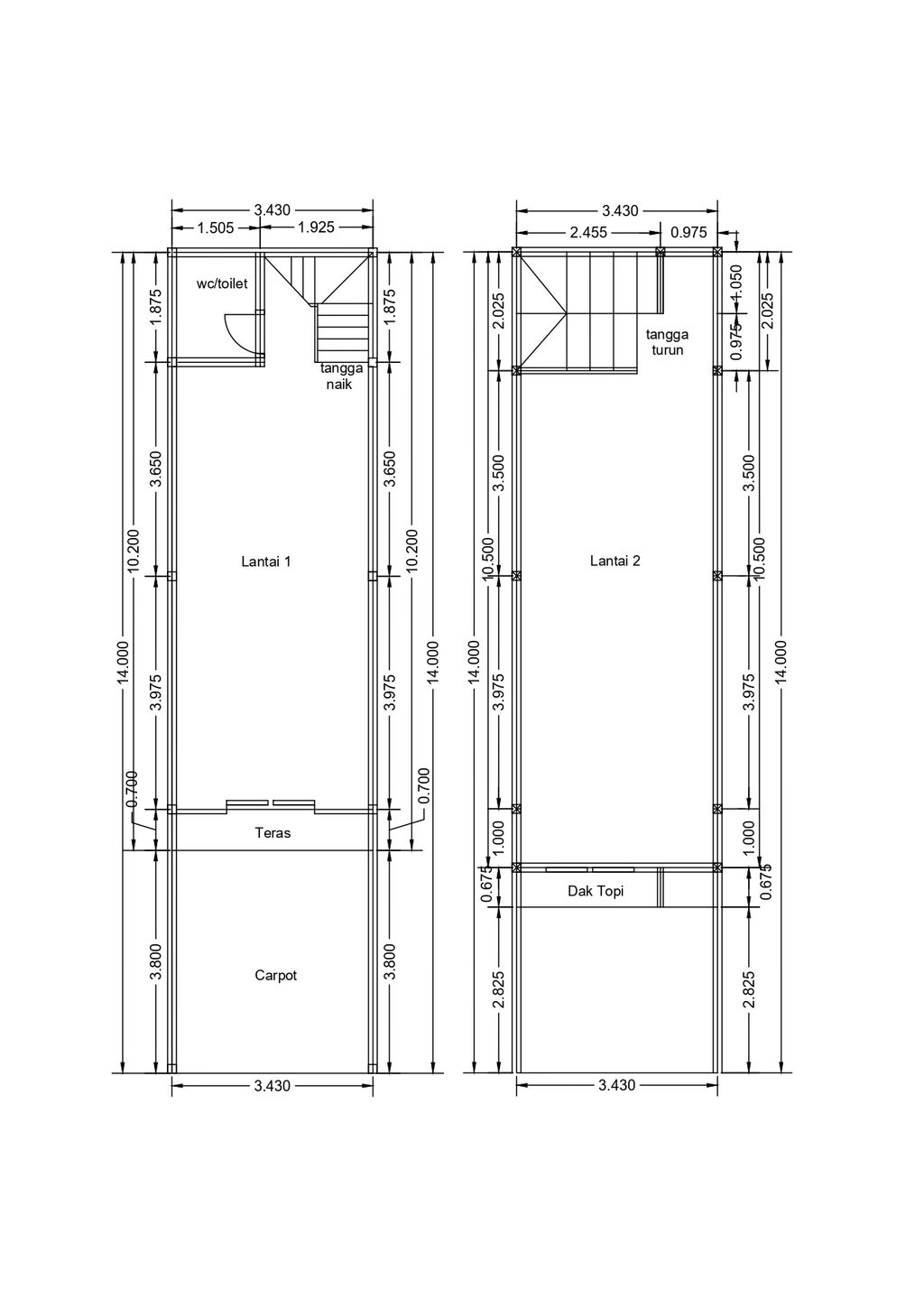 foto denah rumah tipe 68/48 perumahan Nova Viera