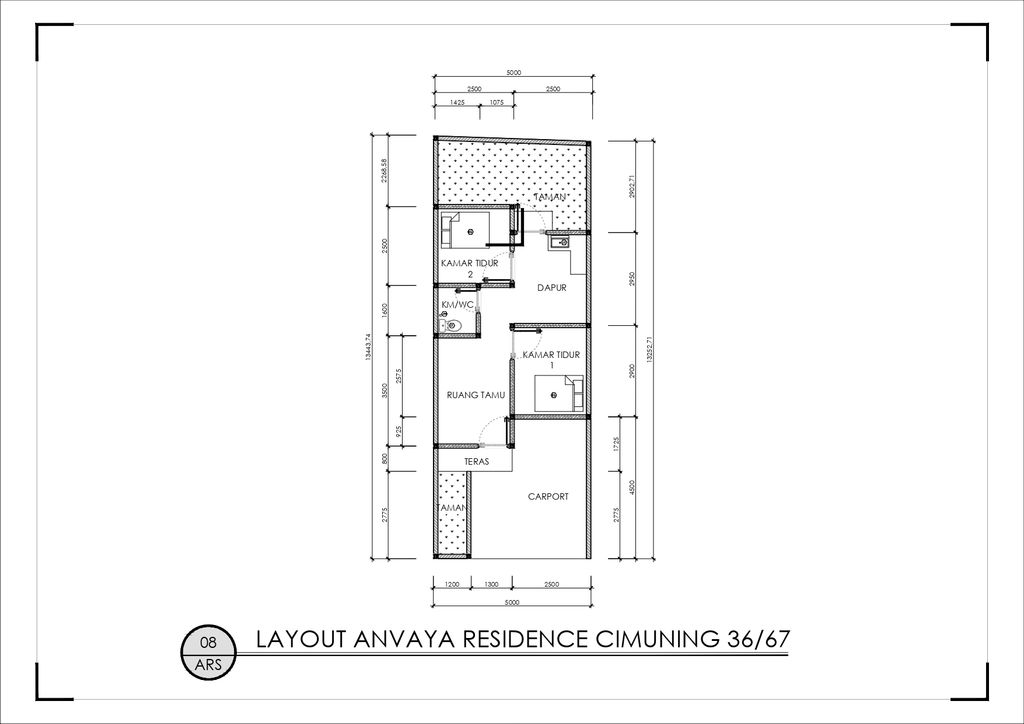 foto denah rumah tipe 36/67 perumahan ANVAYA RESIDENCE CIMUNING