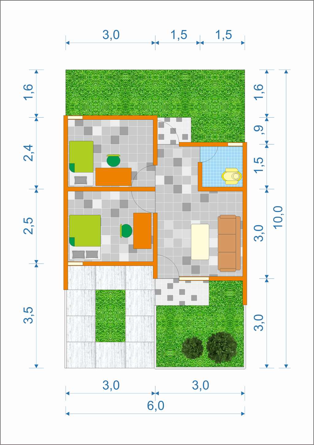 foto denah rumah tipe 30/60 per 2023 perumahan Kajen Permai Indah
