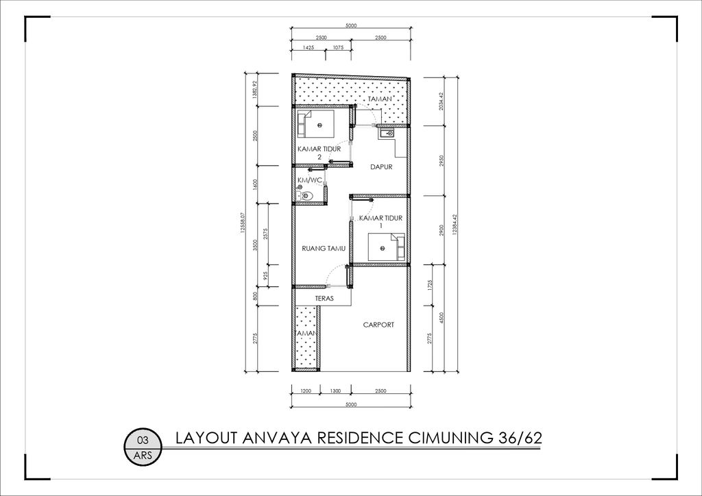 foto denah rumah tipe 36/62 perumahan ANVAYA RESIDENCE CIMUNING