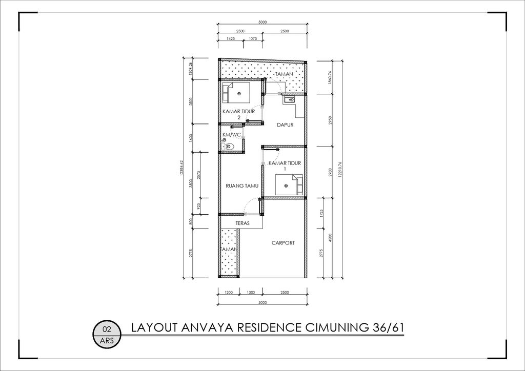 foto denah rumah tipe 36/61 perumahan ANVAYA RESIDENCE CIMUNING