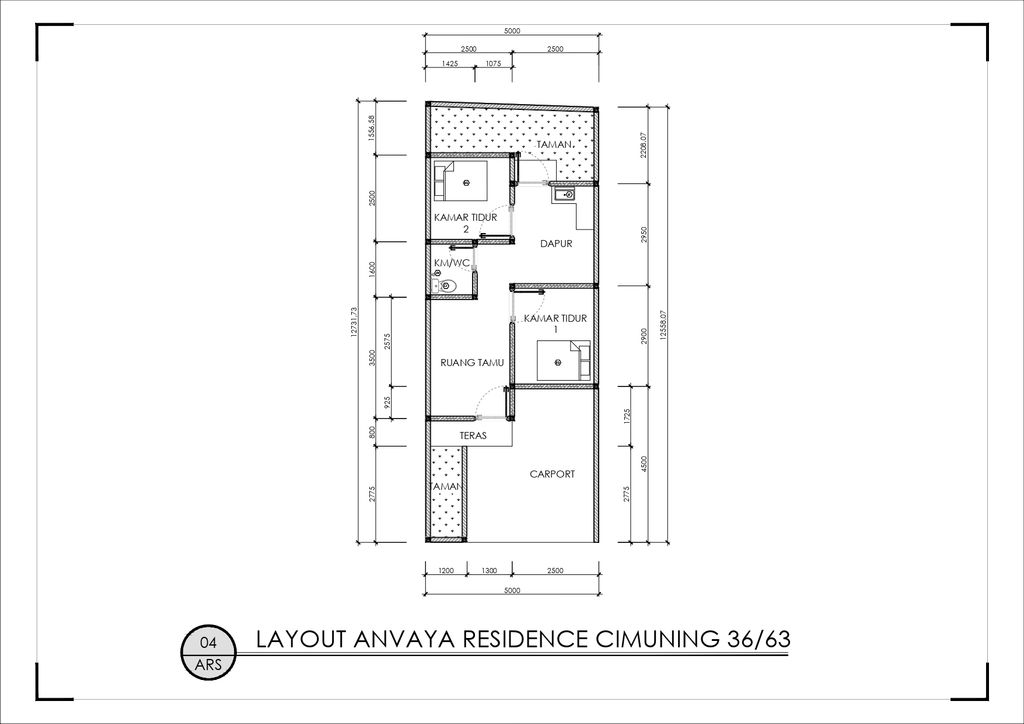 foto denah rumah tipe 36/63 perumahan ANVAYA RESIDENCE CIMUNING