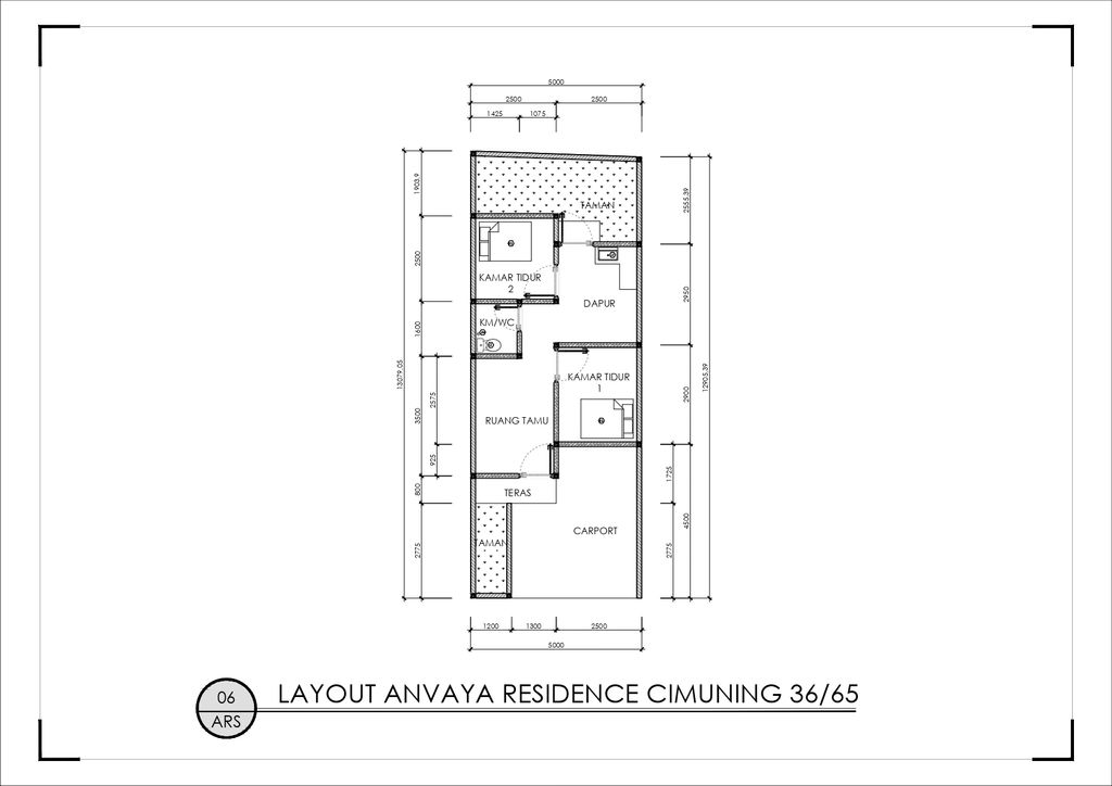 foto denah rumah tipe 36/65 perumahan ANVAYA RESIDENCE CIMUNING