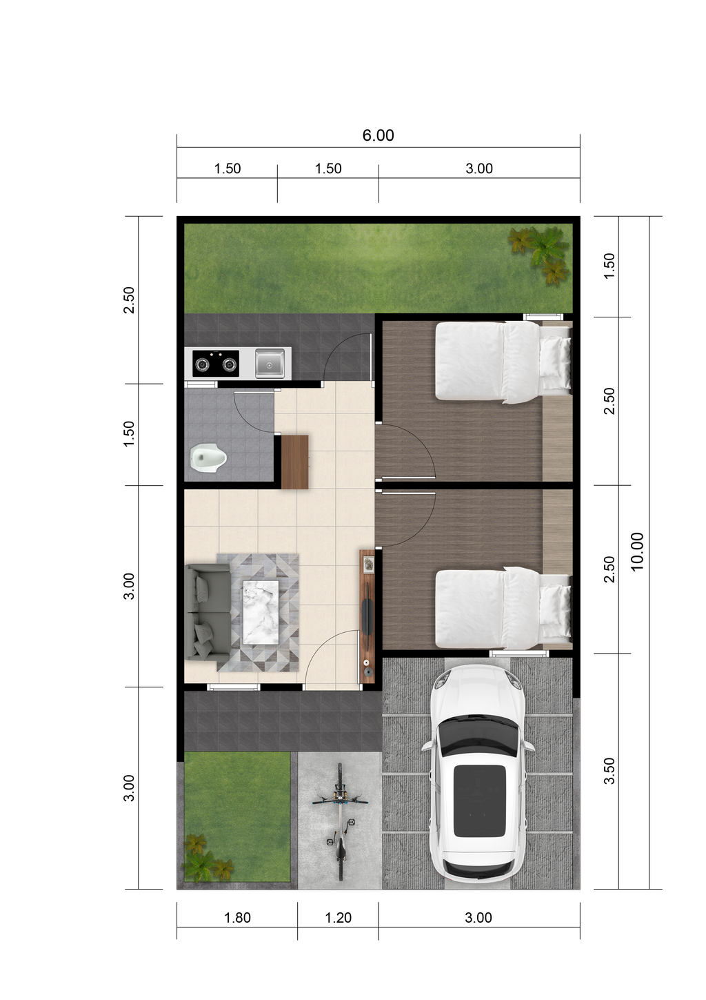 foto denah rumah tipe SUBSIDI CLUSTER LILY perumahan GRIYA ARTHA BUARAN JATI